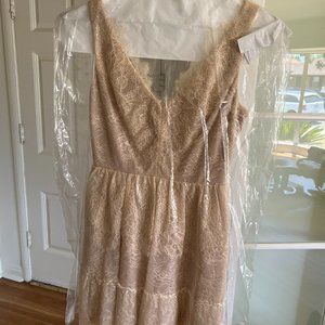 Beige Lace Cocktail Dress